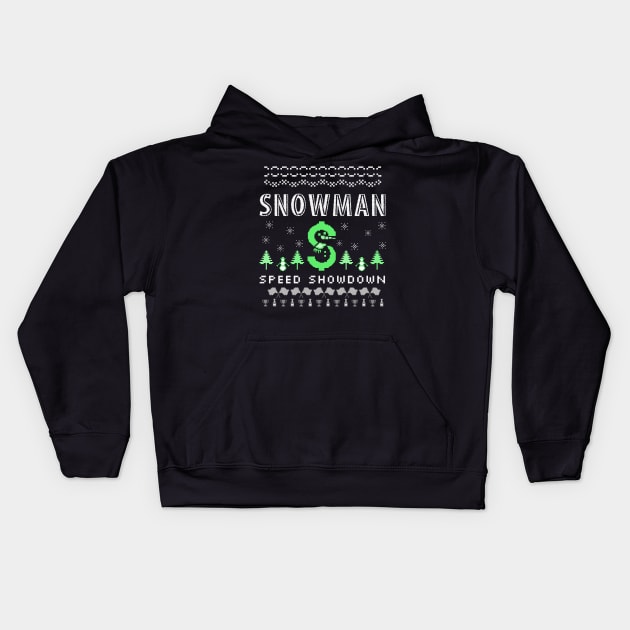 Snowman Speed Showdown Christmas Racing Fast Money Christmas Tree Xmas Racer Kids Hoodie by Carantined Chao$